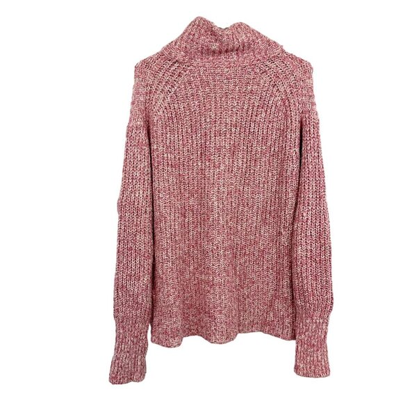 J. Crew Point Sur Pink Marled Cropped Turtleneck Sweater Pullover - Size Large - Picture 2 of 6